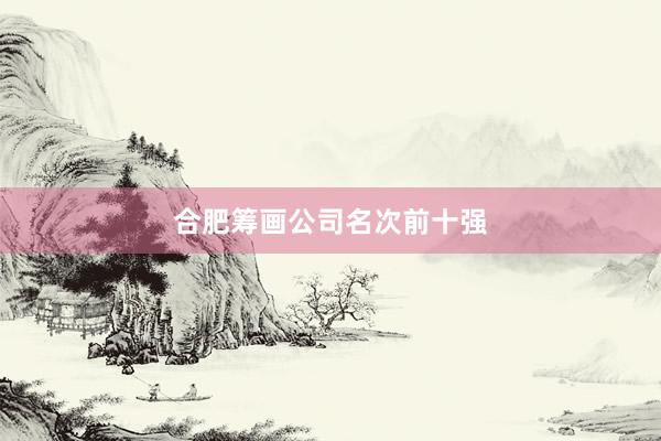 合肥筹画公司名次前十强