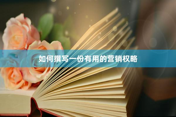 如何撰写一份有用的营销权略